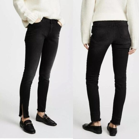 PRPS Camaro Mid Rise Skinny Jeans Raw Split Hem NWT Womens 24 Denim Stretch Dark